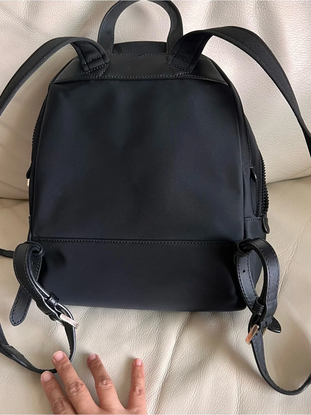 kate spade Black Nylon Mini Backpack Silver Hardware Logo Lined Inner Pockets